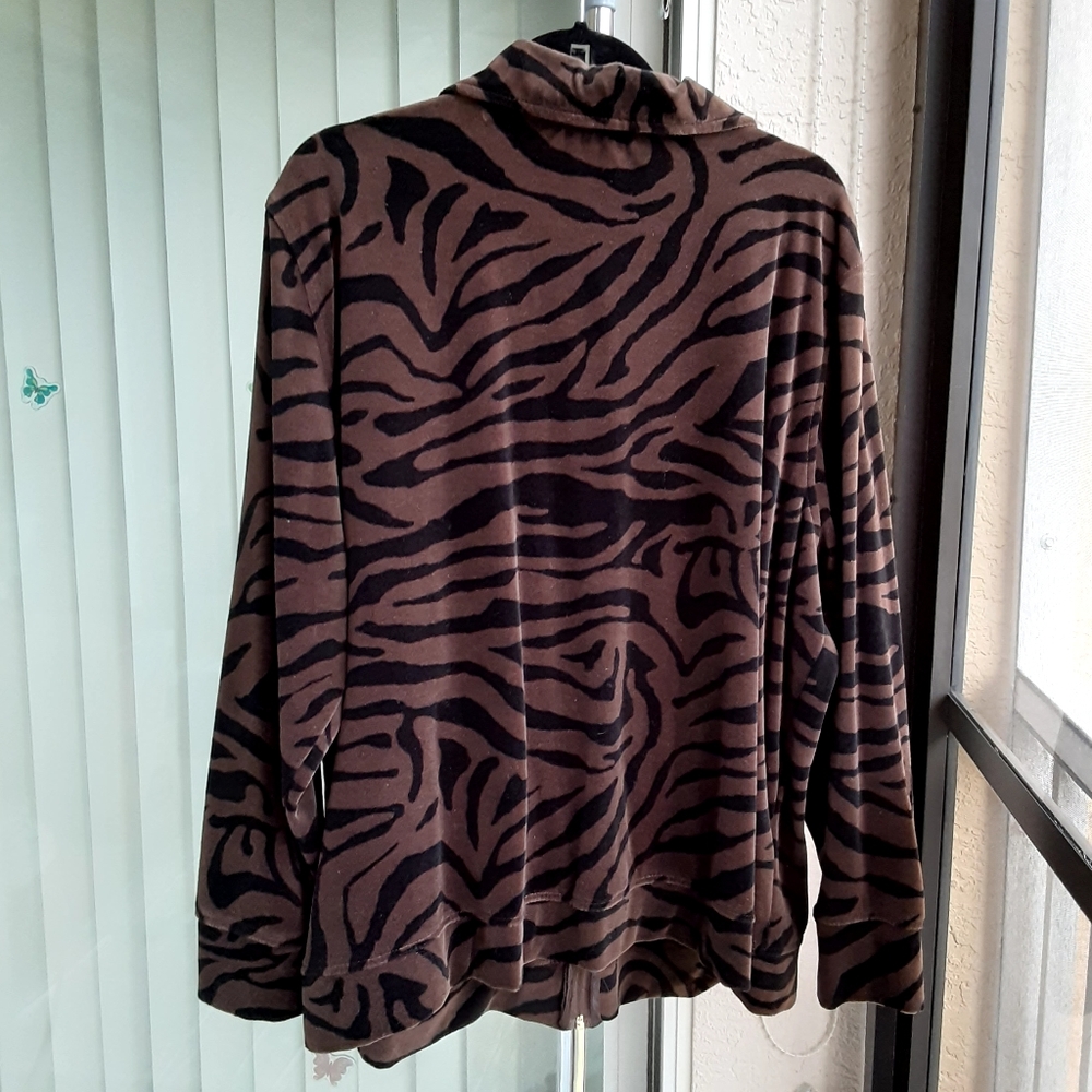 Threehearts Zebra Striped Velour Jacket, Size 3X - Picture 7 of 8